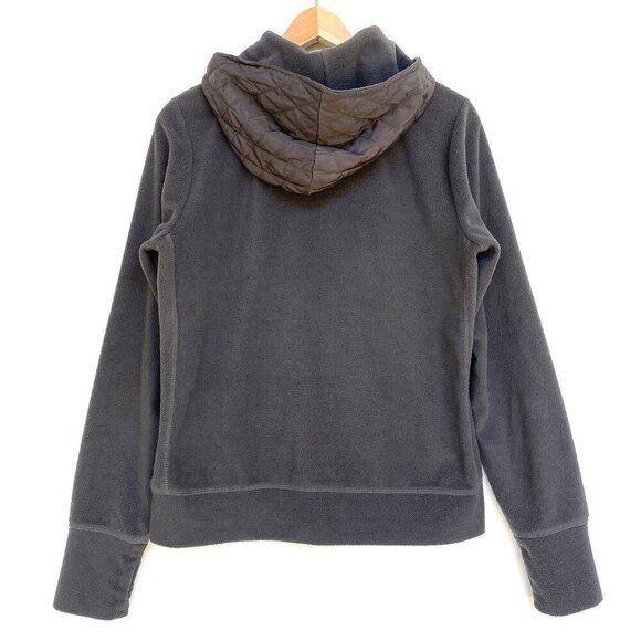 Neiman Marcus Womens M Hooded Fleece Quilted Jacket Full Zip Gray Sweatshirt - Picture 3 of 11